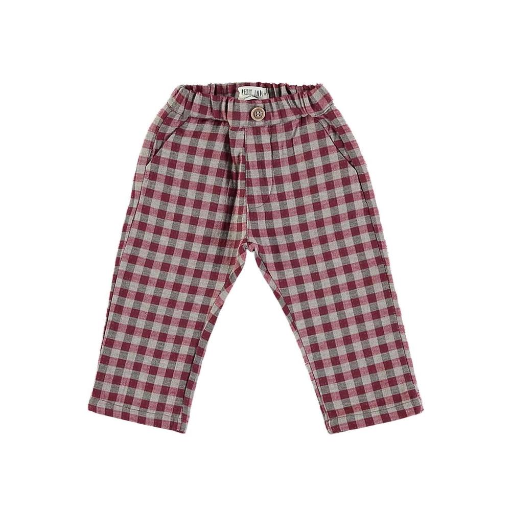 NEW PETIT INDI girls check pants in red multi